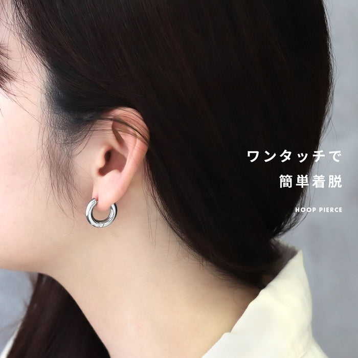 ★ch-137-2 ピアス フープピアス 金属アレルギー リングピアス キャッチレス サージカルステンレス レディース ワンタッチピアス シンプル シルバー ゴールド おしゃれ かわいい 大人 上品 華奢 通勤 きれいめ オフィス 耳たぶ 【両耳用・2個売り】