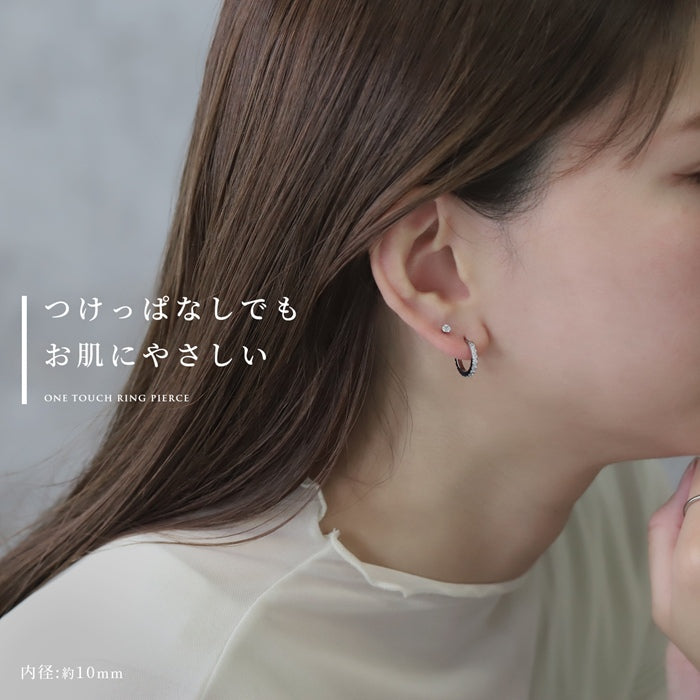 ch-149 軟骨ピアス 14G 16G 18G ボディピアス つけっぱなし ジュエル ステンレス ビジュー ワンタッチ フープ リング 金属アレルギー対応 片耳用