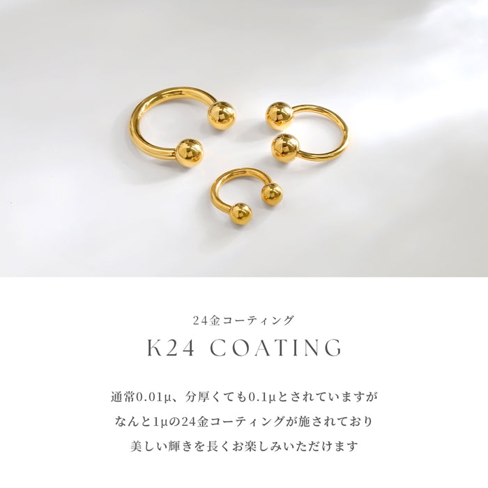 cir-j セレブリティ 軟骨ピアス 14G 16G 18G リング状 ハーフフープ シンプル 上品 24K 18KPG コーティング  サーキュラーバーベル ピアス サージカルステンレス 片耳用