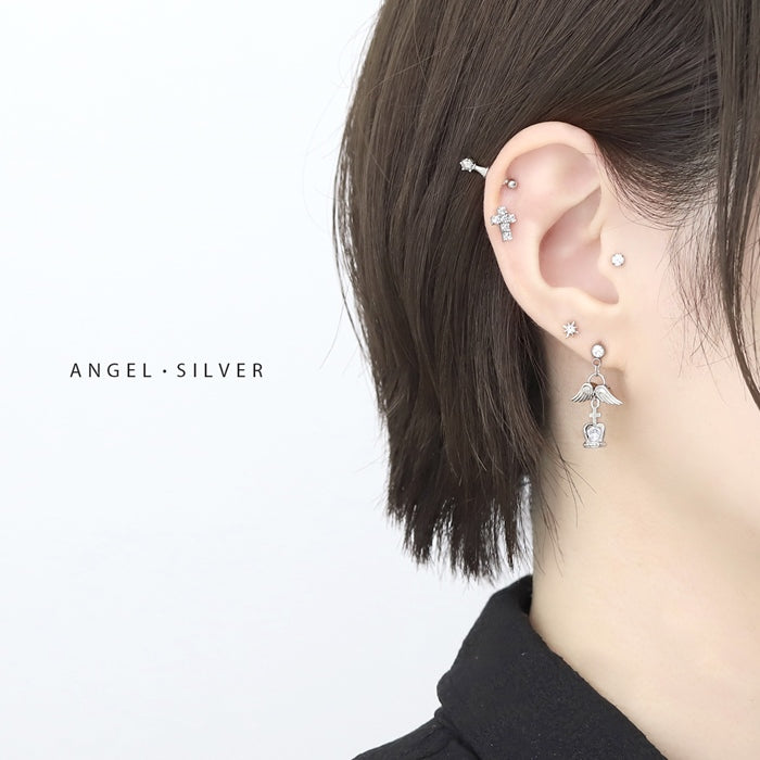 cus-4 チャーム パーツ エンジェル デビル 天使の翼 悪魔の翼 ボディピアス 軟骨ピアス ピアス 14G 16G 18G つけっぱなし カスタマイズ リング カスタム かわいい シンプル シルバー ブラック ヘリックス ボディピ アクセサリー 凛