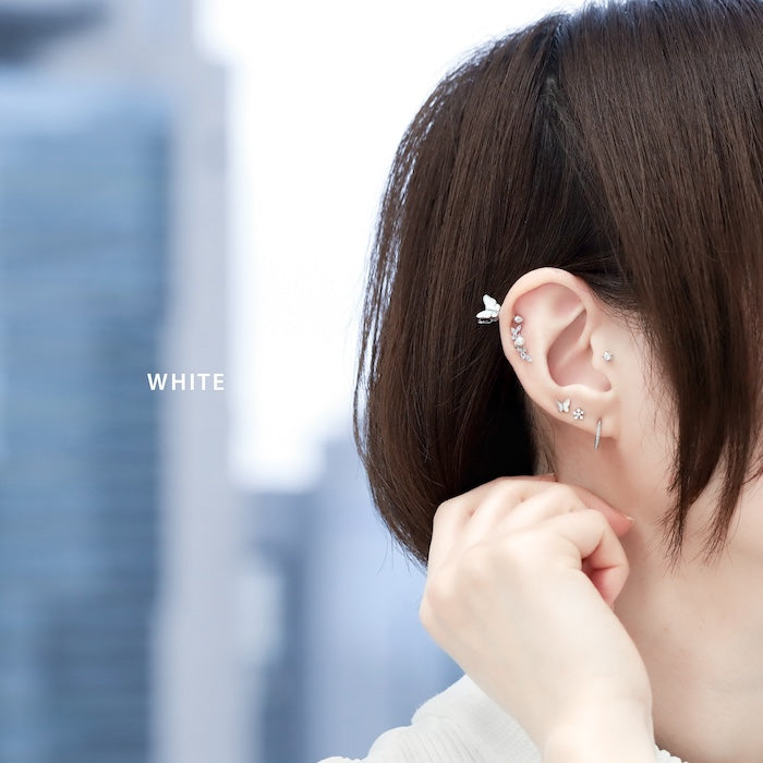 d-041 ボディピアス 軟骨ピアス 16G 蝶々 ピアス 金属アレルギー サージカルステンレス つけっぱなし セカンドピアス ステンレスピアス ヘリックス トラガス おしゃれ かわいい ストレートバーベル 耳たぶ 軟骨 ボディーピアス レディース 片耳用