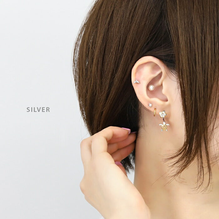 d-047 軟骨ピアス 16g ボディピアス 金属アレルギー つけっぱなし ホエールテール くじら しっぽ ステンレス ピアス ストレートバーべル セカンドピアス レディース サージカルステンレス ヘリックスピアス シンプル シルバー ゴールド ピンクゴールド かわいい 片耳用