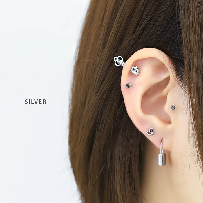【廃盤】 d-050 ボディピアス 金属アレルギー 金属アレルギー対応 サージカルステンレス つけっぱなし 18G くま 熊 クマ キュート ストレートバーベル ヘリックスピアス トラガスピアス 大人 仕事 オフィス レディース おしゃれ シンプル 小さめ シルバー ブラック 普段使い