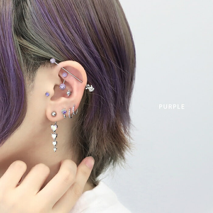 d-054 ボディピアス 軟骨ピアス 16G 金属アレルギー対応 金属アレルギー サージカルステンレス つけっぱなし ボール ストレートバーベル レディース 女性 大人 仕事 オフィス きれい かわいい シンプル 小さめ ホワイト ピーチ ミント パープル ネイビー 普段使い