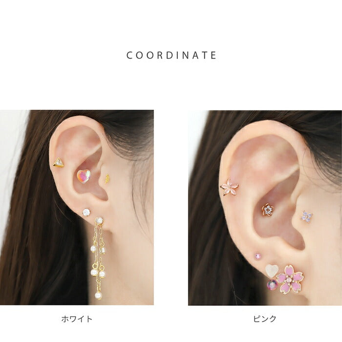 d-067 ボディピアス 軟骨ピアス 16G シンプル ボール 小さめ 金属アレルギー対応 つけっぱなし 金属アレルギー ストレートバーベル サージカルステンレス ホワイト ピンク オレンジ グリーン ブルー パープル TPO 日常使い デイリー オフィス プレゼント 片耳用