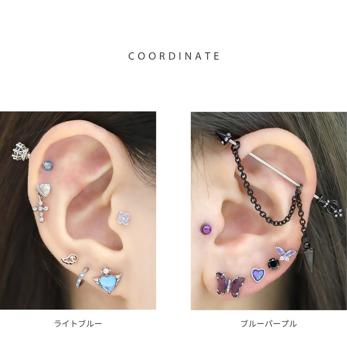 d-067 ボディピアス 軟骨ピアス 16G シンプル ボール 小さめ 金属アレルギー対応 つけっぱなし 金属アレルギー ストレートバーベル サージカルステンレス ホワイト ピンク オレンジ グリーン ブルー パープル TPO 日常使い デイリー オフィス プレゼント 片耳用