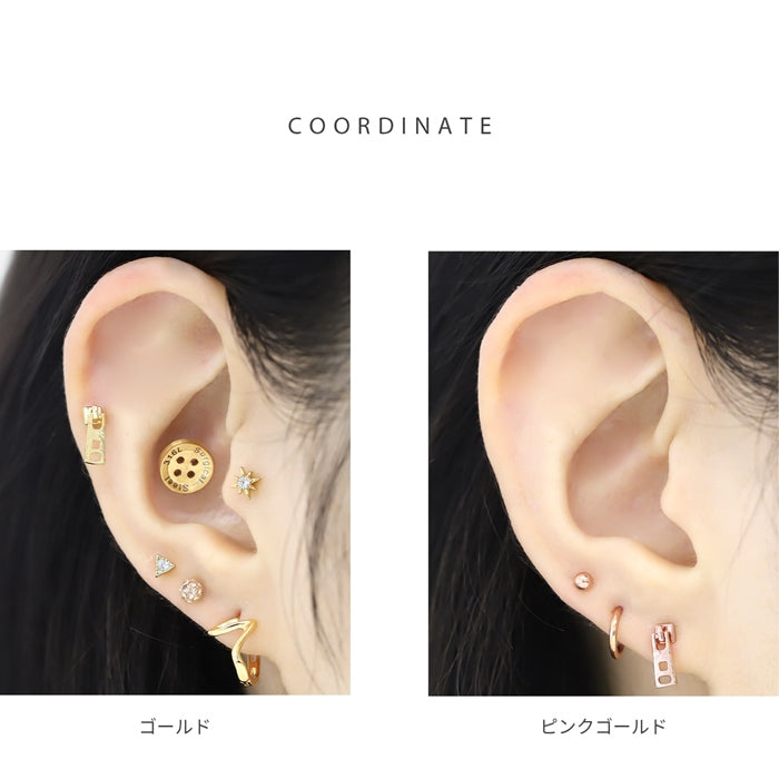 d-082 軟骨ピアス 16G ボディピアス ファスナー ジッパー チャック 個性的 個性派 ストレートバーベル ピアス サージカルステンレス 片耳用
