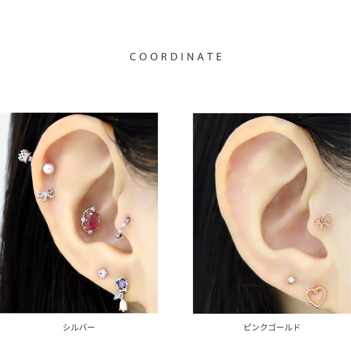 d-086 軟骨ピアス 16G ボディピアス リボン バレエコア 小さめ 小ぶり かわいい ストレートバーベル ピアス サージカルステンレス 片耳用