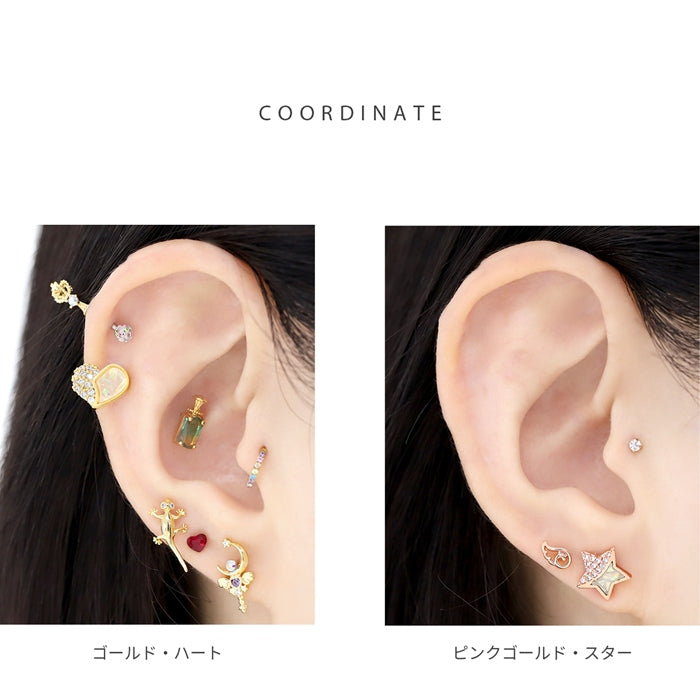 f1f-036 軟骨ピアス かわいい 16G ボディピアス 星 ハート ジュエル ジルコニア デイリー ストレートバーベル ピアス サージカルステンレス 片耳用