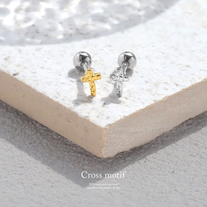 f1f-043 ボディピアス キャッチ 16G 軟骨ピアス つけっぱなし サージカルステンレス 金属アレルギー対応 十字架 クロス スタイリッシュ キラキラ かわいい かっこいい メンズ  セカンドピアス ボディーピアス 片耳用 軟骨 ピアス