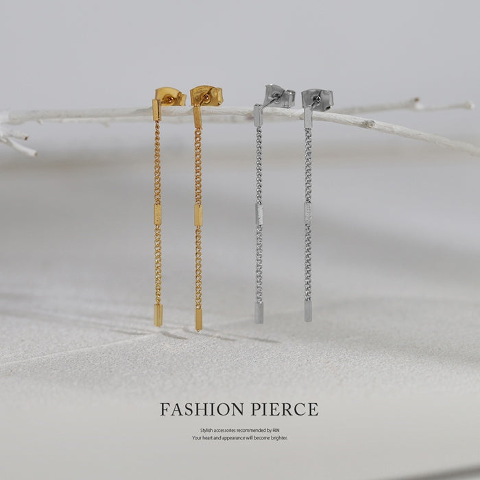 fp-035 ピアス チェーン 18金 金属アレルギー ニッケルフリー ロジウムコーティング 18kコーティング スタッドピアス レディース シルバー ゴールド おしゃれ かわいい シンプル 上品 きれいめ 揺れる 耳たぶ 【両耳用・2個売り】