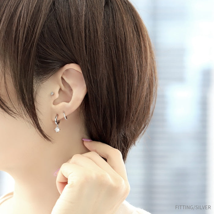 fp-085 ピアス 金属アレルギー キャッチレス フープピアス リングピアス ニッケルフリー 18k 18金 18kコーティング レディース セカンドピアス シンプル ワンタッチピアス シルバー ゴールド ピングゴールド かわいい 上品 耳たぶ ジュエル 【両耳用・2個売り】