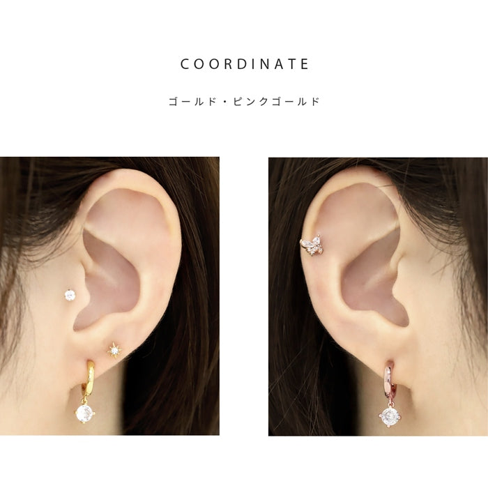 fp-085 ピアス 金属アレルギー キャッチレス フープピアス リングピアス ニッケルフリー 18k 18金 18kコーティング レディース セカンドピアス シンプル ワンタッチピアス シルバー ゴールド ピングゴールド かわいい 上品 耳たぶ ジュエル 【両耳用・2個売り】