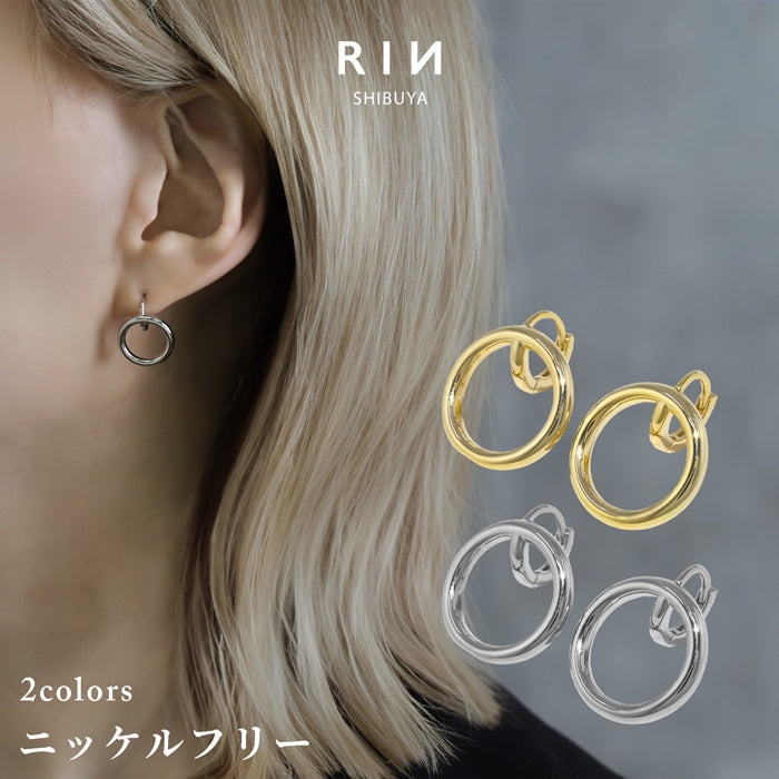 fp-089 ピアス 金属アレルギー リングピアス キャッチレス フープピアス サークル 18k 18金 18kコーティング レディース セカンドピアス シンプル ワンタッチピアス シルバー ゴールド ロジウムコーティング かわいい 耳たぶ 【両耳用・2個売り】