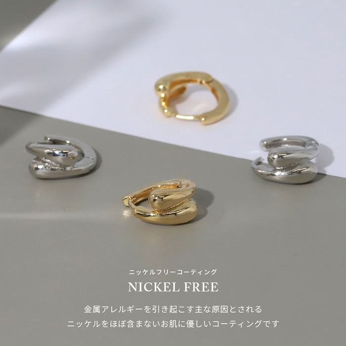 fp-095 ピアス リングピアス ダブルリング 金属アレルギー ニッケルフリー ロジウムコーティング 18kコーティング レディース フープ サークル キャッチレス シルバー ゴールド おしゃれ かわいい シンプル 上品  耳たぶ 【両耳用・2個売り】