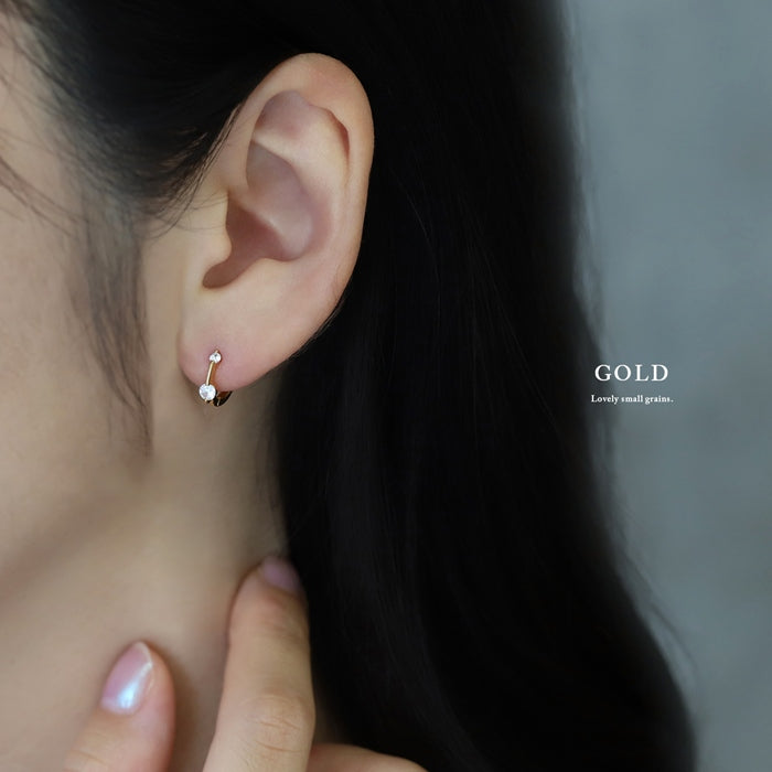 fp-102 ピアス キャッチレス 18k 18金 フープピアス 低アレルギー リングピアス ニッケルフリー 小ぶり 小さめ レディース シンプル シルバー ゴールド ジュエル キュービックジルコニア セカンドピアス 耳たぶ 【両耳用・2個売り】