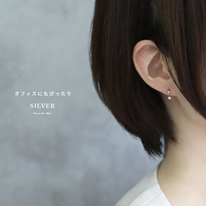 fp-102 ピアス キャッチレス 18k 18金 フープピアス 低アレルギー リングピアス ニッケルフリー 小ぶり 小さめ レディース シンプル シルバー ゴールド ジュエル キュービックジルコニア セカンドピアス 耳たぶ 【両耳用・2個売り】