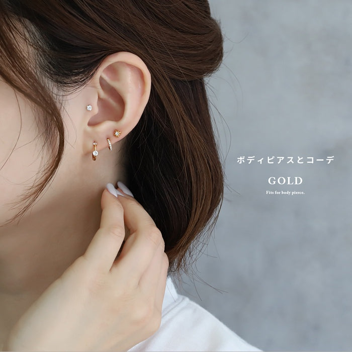 fp-102 ピアス キャッチレス 18k 18金 フープピアス 低アレルギー リングピアス ニッケルフリー 小ぶり 小さめ レディース シンプル シルバー ゴールド ジュエル キュービックジルコニア セカンドピアス 耳たぶ 【両耳用・2個売り】