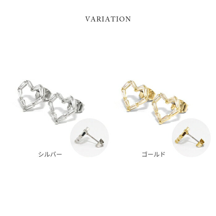fp-145 ピアス 18k 金属アレルギー チタン 真鍮 ロジウム ハート レディース 女性 大人 キレイ おしゃれ かわいい キラキラ シンプル  上品 シルバー ゴールド デイリー 耳 高見え 普段使い【両耳用・2個売り】