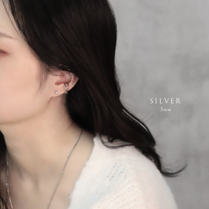 fp-167 ピアス シンプル シルバー925 CZ ストーン ジュエリー 18K フクリン さりげない ひっかからない スタッド ファッションピアス 『両耳用・2個売り』