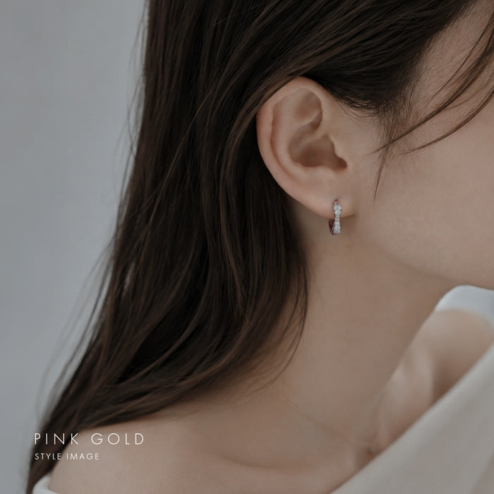 fp-175 ピアス アクセサリー リングピアス りぼん 小ぶり 上品 きれい フープ ピアス 耳 耳たぶ 【両耳用・2個売り】
