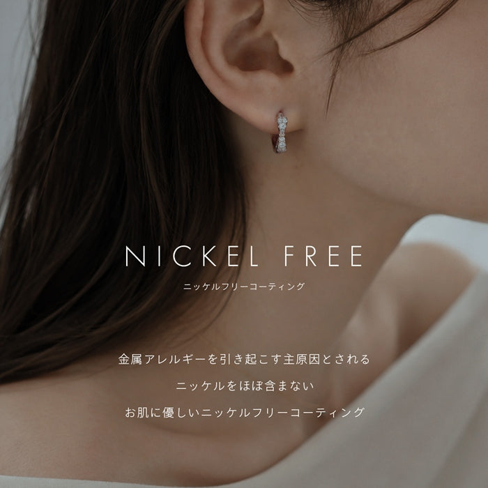 fp-175 ピアス アクセサリー リングピアス りぼん 小ぶり 上品 きれい フープ ピアス 耳 耳たぶ 【両耳用・2個売り】