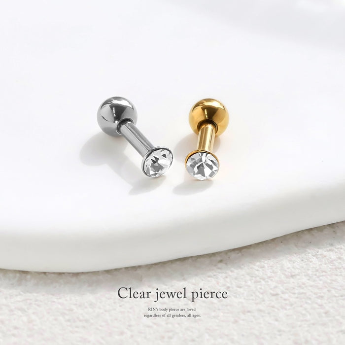 h1132-263 軟骨ピアス 14G ボディピアス かわいい キャッチ チャーム サージカルステンレス 金属アレルギー対応 クリア ジュエル シルバー キラキラ おしゃれ ファーストピアス セカンドピアス メンズ