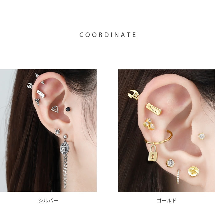 【廃盤】 h1132-307【全品送料無料】 軟骨ピアス 16G ボディピアス レンチ 工具 アンティーク 16ゲージ ピアス ストレートバーベル 片耳用 サージカルステンレス 耳