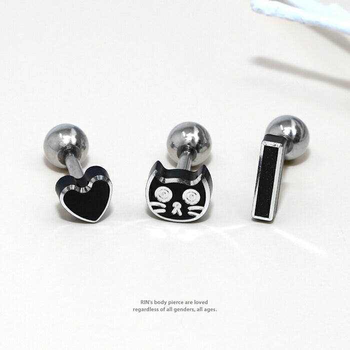 h1132-324 軟骨ピアス ボディピアス 16g 金属アレルギー対応 金属アレルギー つけっぱなし サークル　ハート　バー　イナズマ　ちょう　ねこ ステンレス ピアス ストレートバーべル セカンドピアス レディース サージカルステンレス 耳たぶ ブラック シルバー 片耳用