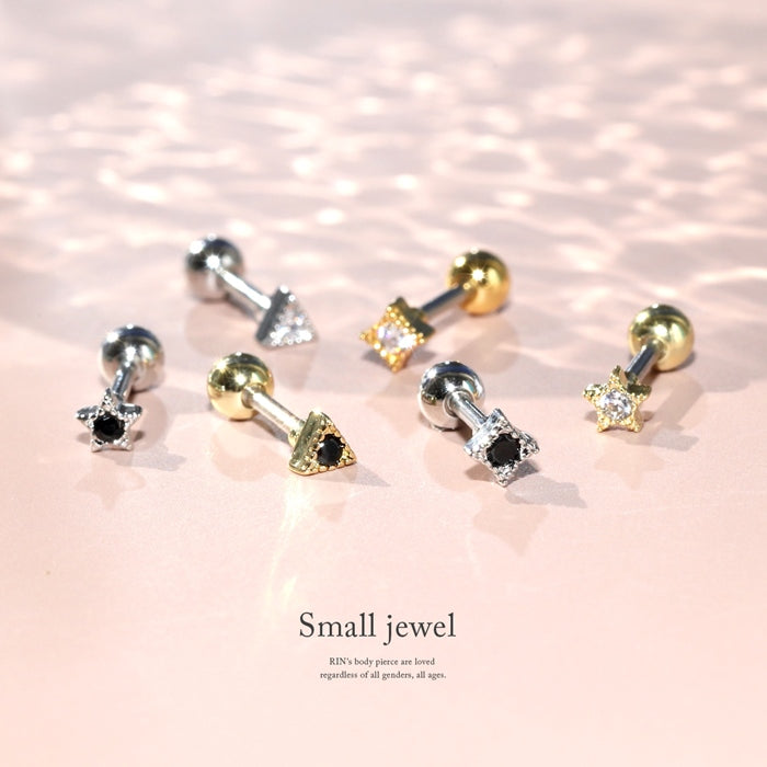 ★h3413-001  ボディピアス キャッチ 16G 14G チャーム 軟骨ピアス つけっぱなし サージカルステンレス 金属アレルギー対応 かわいい 軟骨 ピアス メンズ  ファーストピアス セカンドピアス スター ダイヤ トライアングル ストレートバーベル ボディーピアス 片耳用