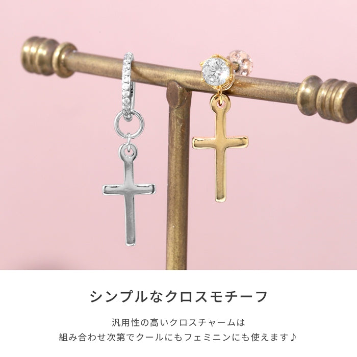 h71-0011★【全品送料無料】 チャーム 14G 16G 18G　軟骨ピアス ボディピアス クロス 十字架 16ゲージ 14ゲージ 18ゲージ 耳 シルバー ゴールド メンズ カスタマイズ アレンジ パーツ ピアスパーツ シンプル 人気上昇中