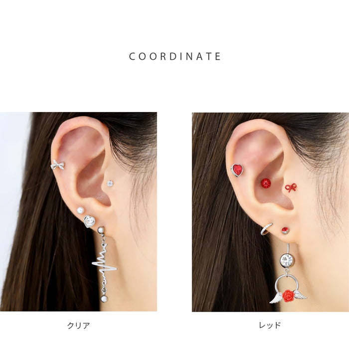 h752-47【全品送料無料】 軟骨ピアス 16G ボディピアス かわいい キャッチ チャーム サージカルステンレス 金属アレルギー対応  ハート ジュエル ストレートバーベル  軟骨用 軟骨 ピアス ボディーピアス