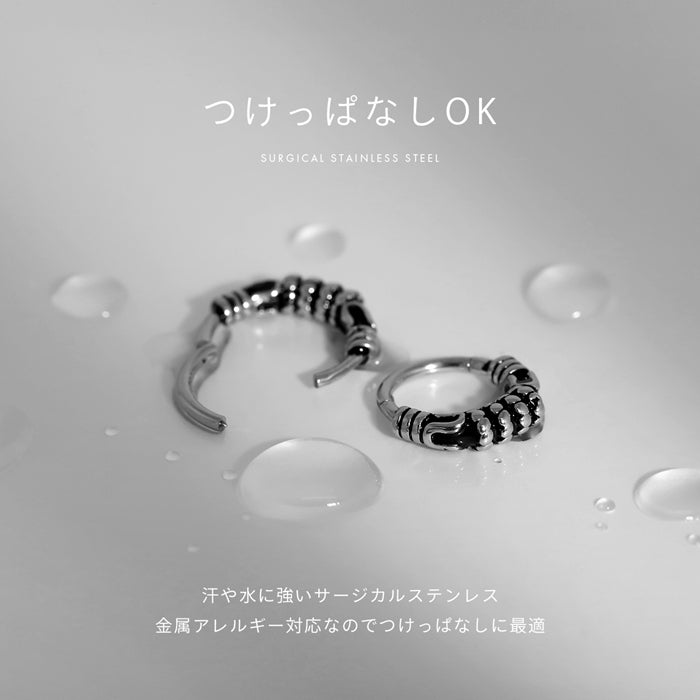 h752-75 ステンレスピアス 16G アクセサリー シンプル メンズ ヴィンテージ つけっぱなし  フープ リング ワンタッチ ピアス サージカルステンレス 耳 耳たぶ 片耳用