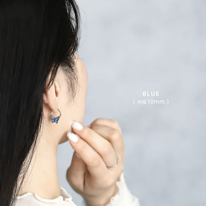 rin-012 軟骨ピアス  パーツ 16G 18G 蝶々 バタフライ 羽 ピンク グリーン ブルー パープル ピアスパーツ 左右1個ずつ 片耳用