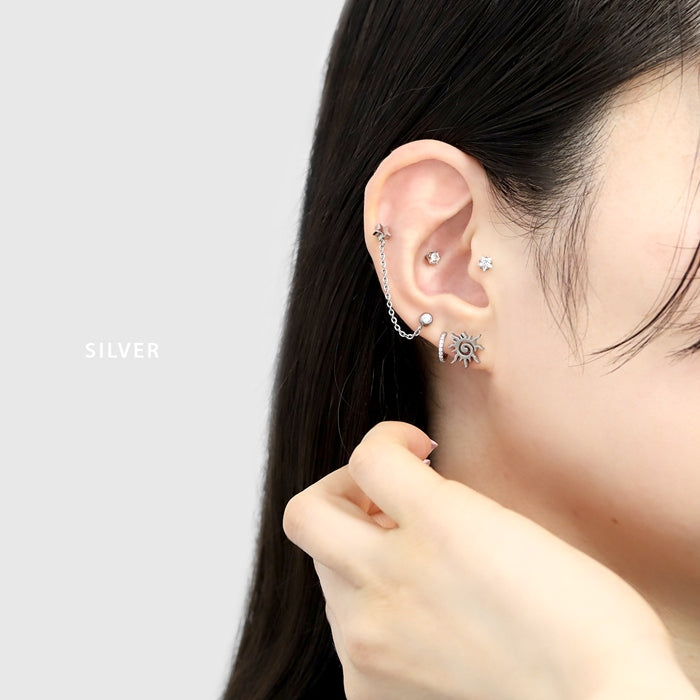 j1181-113 軟骨ピアス 16G ボディピアス 太陽 SUN 夏 かっこいい スタイリッシュ ステンレス 金属アレルギー ストレートバーベル ピアス サージカルステンレス 片耳用