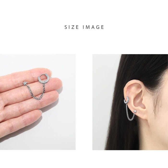 j1181-117【全品送料無料】 軟骨 ピアス リング 16G フープ ボディピアス 星 スター チェーン 軟骨ピアス 16ゲージ ストレートバーベル サージカルステンレス 金属アレルギー ステンレス 耳 ヘリックス 軟骨用 耳たぶ 「BP」「NANC」