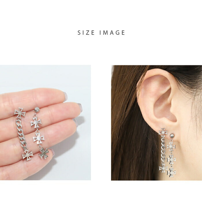 j1181-126 【全品送料無料】 ボディピアス 軟骨ピアス サージカルステンレス 金属アレルギー対応 十字架 クロス チェーン 鎖 スタイリッシュ キラキラ かわいい かっこいい メンズ  セカンドピアス ボディーピアス 片耳用 軟骨 ピアス なんこつぴあす Pierce