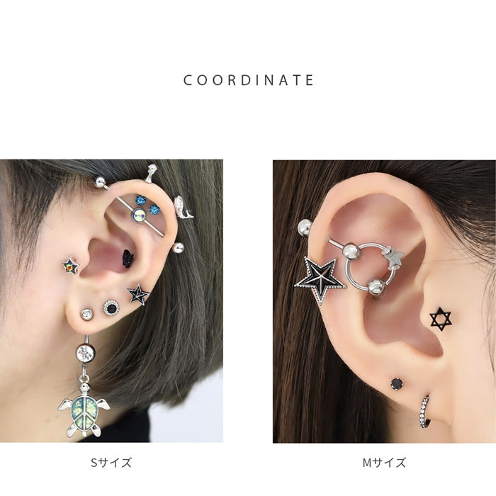 j1181-127【全品送料無料】 ボディピアス 16G 軟骨ピアス ピアス スター ブラック ストレートバーベル サージカルステンレス セカンドピアス 金属アレルギー
