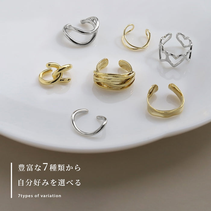 j852-3 イヤーカフ イヤーカフス イヤカフ カフ 変形 ツイスト ハート シルバー ゴールド イヤリング 真鍮 片耳用