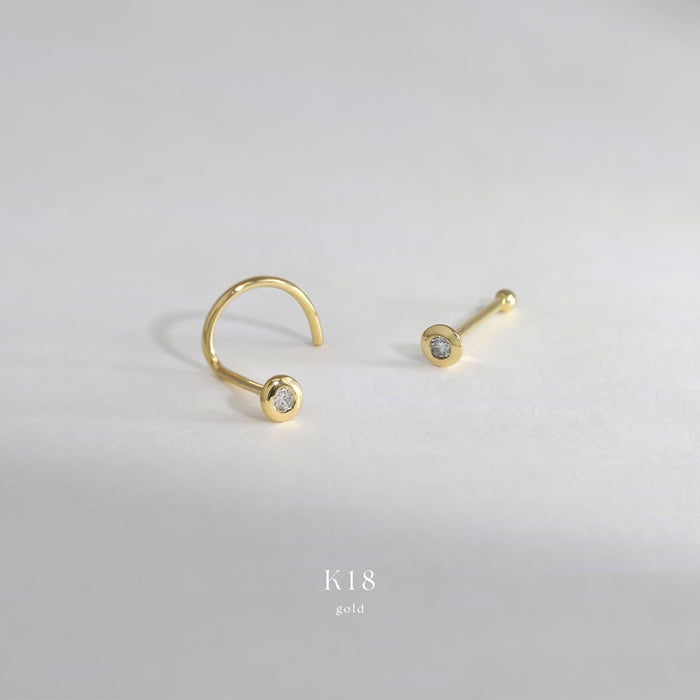 jew-02 軟骨ピアス ボディピアス 鼻ピアス K18 pt900 天然ダイヤモンド シルバー ゴールド ノーズピアス 日本製 スタッド スクリュー ピアス 片耳用