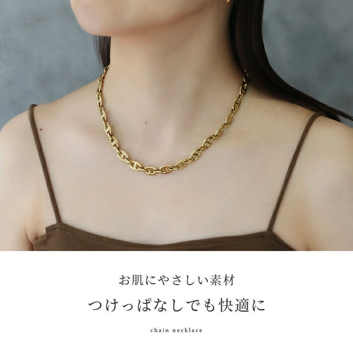 nec-122 ネックレス チェーンネックレス アジャスター サージカルステンレス アンカーチェーン 金属アレルギー 金属アレルギー対応 つけっぱなし 変色しない 隙間 大人 レディース シンプル かわいい シルバー ゴールド 46.5cm IPコーティング 普段使い 凛