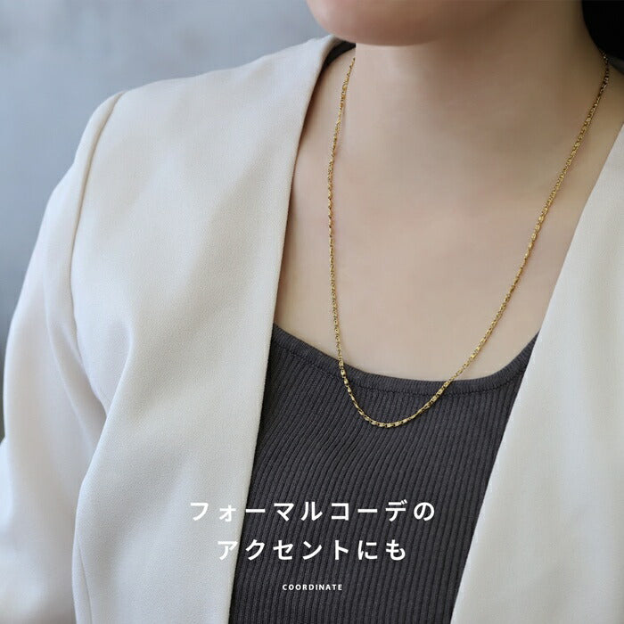 nec-124 ネックレス チェーンネックレス アジャスター サージカルステンレス クリップチェーン ペーパークリップチェーン 金属アレルギー 金属アレルギー対応 つけっぱなし 大人 レディース シンプル かわいい シルバー ゴールド 46cm IPコーティング 普段使い 凛