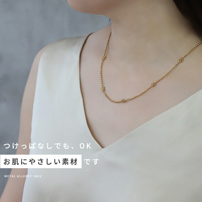 nec-128 ネックレス ネックレスチェーンアジャスター サージカルステンレス ボールチェーン ステーションネックス 金属アレルギー 金属アレルギー対応 つけっぱなし 短め 細い 大人 レディース シンプル かわいい シルバー ゴールド 41cm 普段使い 凛