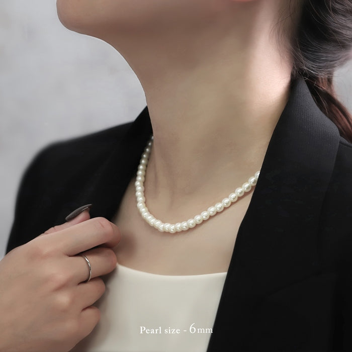 nec-27 パールネックレス ネックレス パール レディース シンプル 6mm 7mm アクセサリー アジャスター カニカン アクリル かわいい おしゃれ 大人 上品 フォーマル 冠婚葬祭 オケージョン 凛