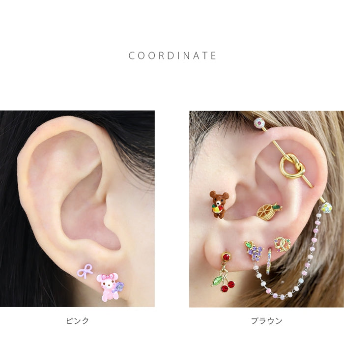 ori-0006-c キャッチ 14G 12G くま クマ ベア かわいい ポップ 夢かわ アレンジ パーツ カスタマイズ ピアス 14ゲージ 12ゲージ ピアス ピアスパーツ 片耳用