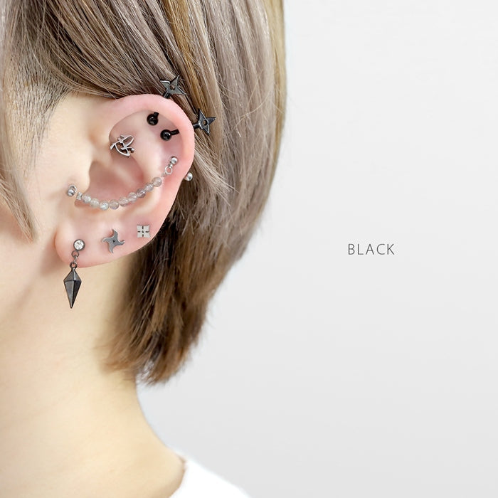 ori-0061 ボディピアス キャッチ 14G 12G 手裏剣 忍者 にんじゃ カスタマイズ パーツ アンテナ 軟骨ピアス メンズ 軟骨 ピアス 日本製 メイドインジャパン キャッチ0222 14ゲージ 12ゲージ ボディーピアス 凛 軟骨用 ボディピアス専門店 なんこつピアス 耳 りん