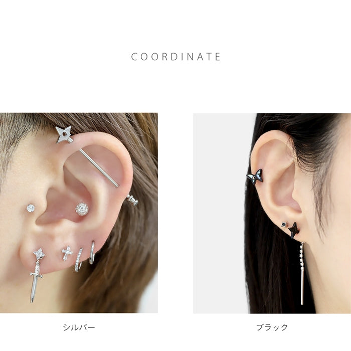 ori-0061 ボディピアス キャッチ 14G 12G 手裏剣 忍者 にんじゃ カスタマイズ パーツ アンテナ 軟骨ピアス メンズ 軟骨 ピアス 日本製 メイドインジャパン キャッチ0222 14ゲージ 12ゲージ ボディーピアス 凛 軟骨用 ボディピアス専門店 なんこつピアス 耳 りん