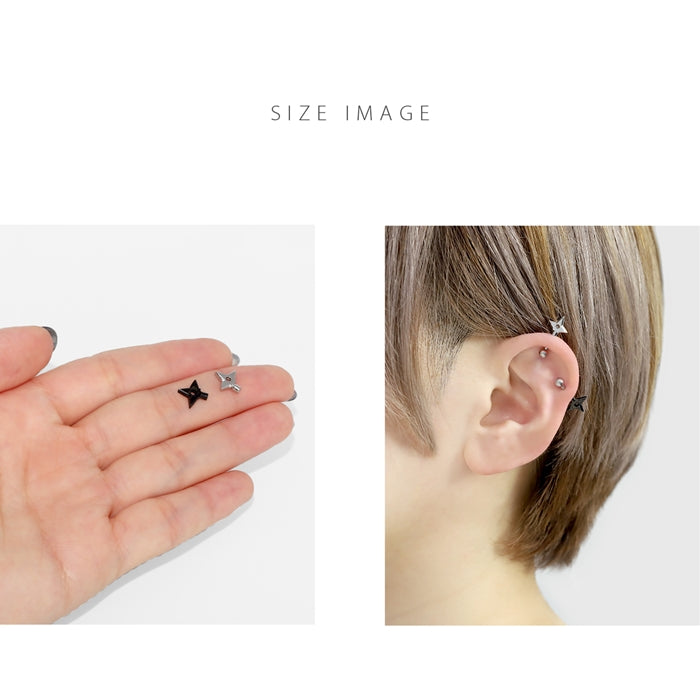 ori-0061 ボディピアス キャッチ 14G 12G 手裏剣 忍者 にんじゃ カスタマイズ パーツ アンテナ 軟骨ピアス メンズ 軟骨 ピアス 日本製 メイドインジャパン キャッチ0222 14ゲージ 12ゲージ ボディーピアス 凛 軟骨用 ボディピアス専門店 なんこつピアス 耳 りん