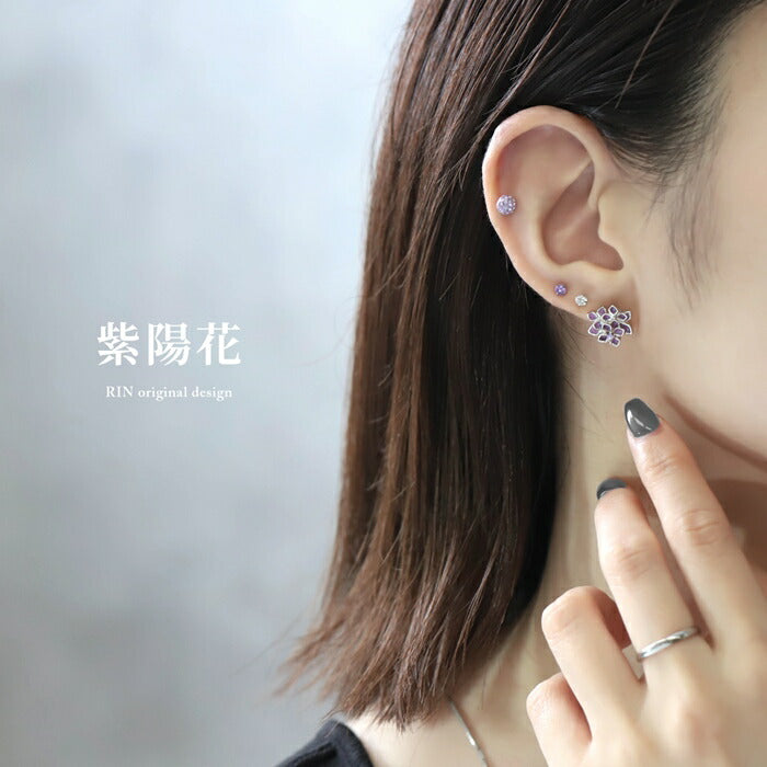 ori-170 ボディピアス キャッチ 16G 18G カスタマイズ 軟骨ピアス かわいい 花　桜　紫陽花　菊 フラワー アレンジ カスタム ピアス 落ちない キャッチのみ パーツ キュービックジルコニア 片耳用