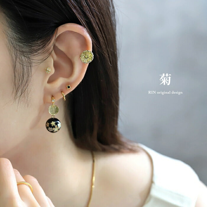 ori-170 ボディピアス キャッチ 16G 18G カスタマイズ 軟骨ピアス かわいい 花　桜　紫陽花　菊 フラワー アレンジ カスタム ピアス 落ちない キャッチのみ パーツ キュービックジルコニア 片耳用